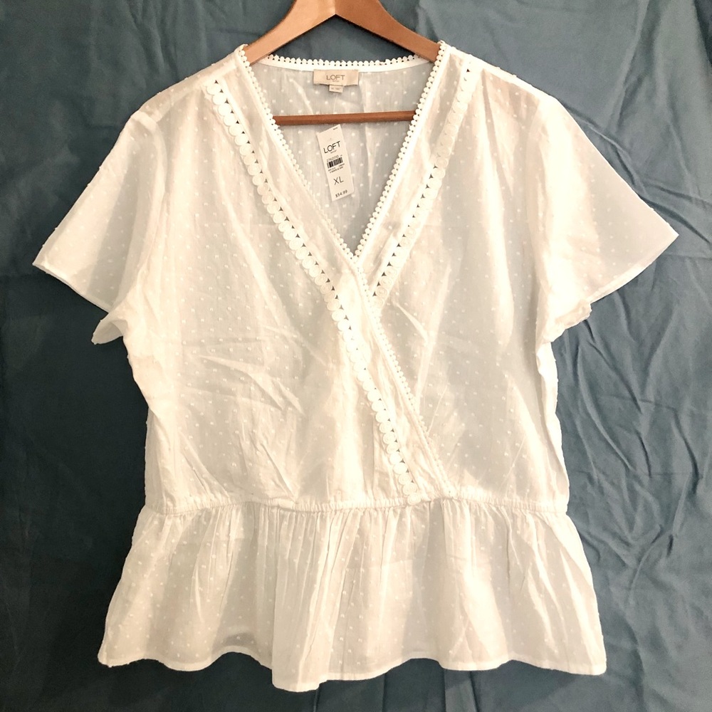 Loft Outlet White Eyelet Blouse